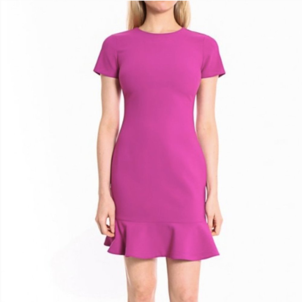 Likely Beckett Fluted Ruffle Dress in Magenta sz 4-6